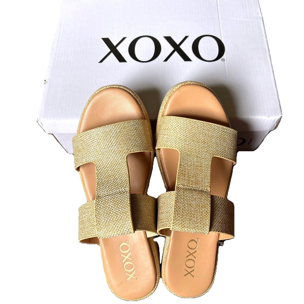 *NIB*XOXO Carlita Gold Metallic Platform Slide Sandals Women's 7M